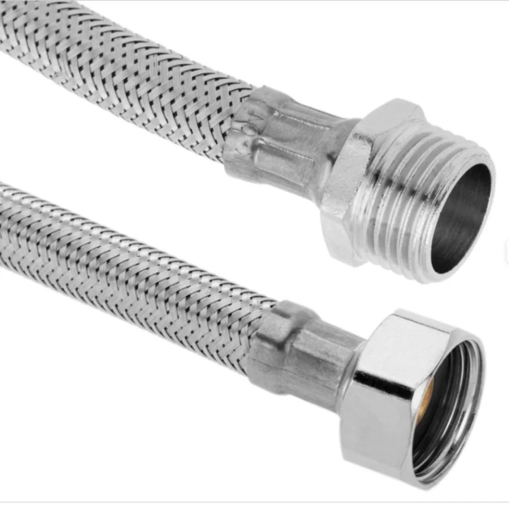 LATIGUILLO FLEXIBLE 3/8H-3/8H D.INT.8MM.LONG.20CM.MALLA INOX