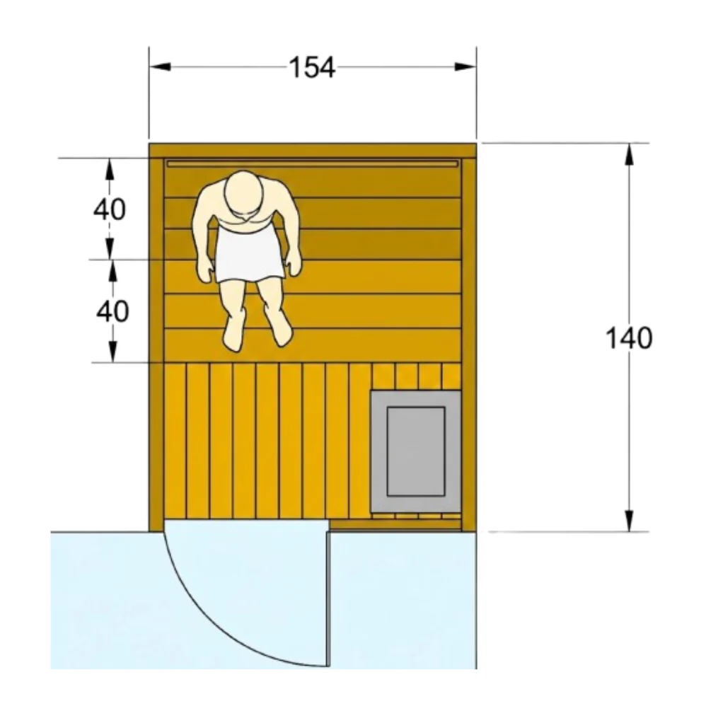 SAUNA ABETO+FRONTAL ALUMINIO+CRISTAL 154*140*210 PLUG & PLAY - Image 2